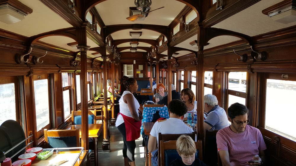 Dining carriage on the Ceres Rail train (Jessica)