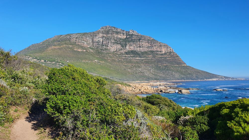 Trail from Llandudno to Sandy Bay, with Suther Peak in the background