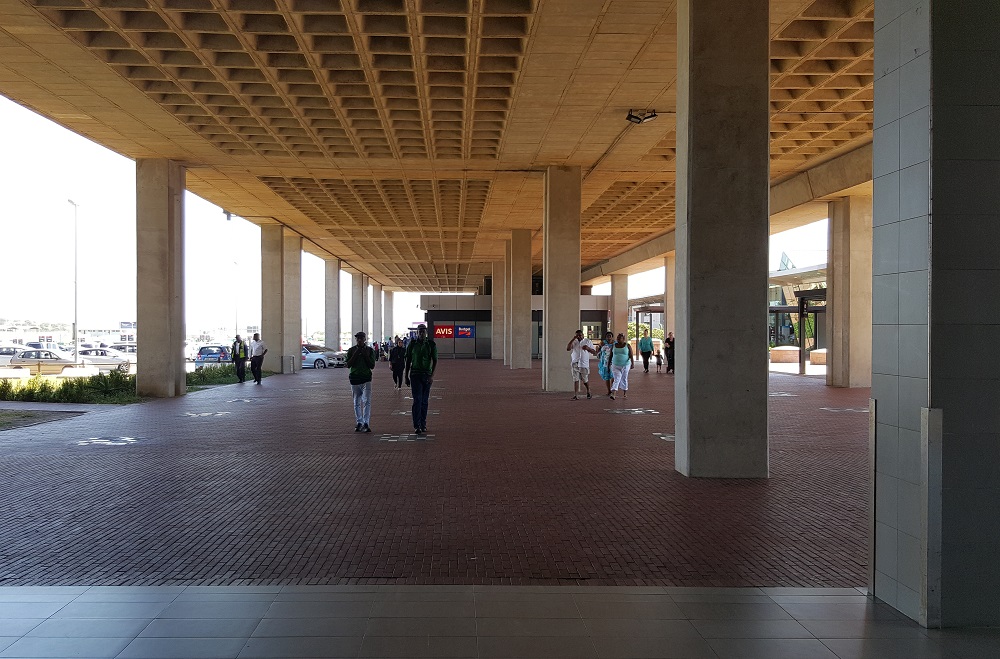 View of Avis and Budget Car Rental offices on exiting King Shaka International Airport (DUR)