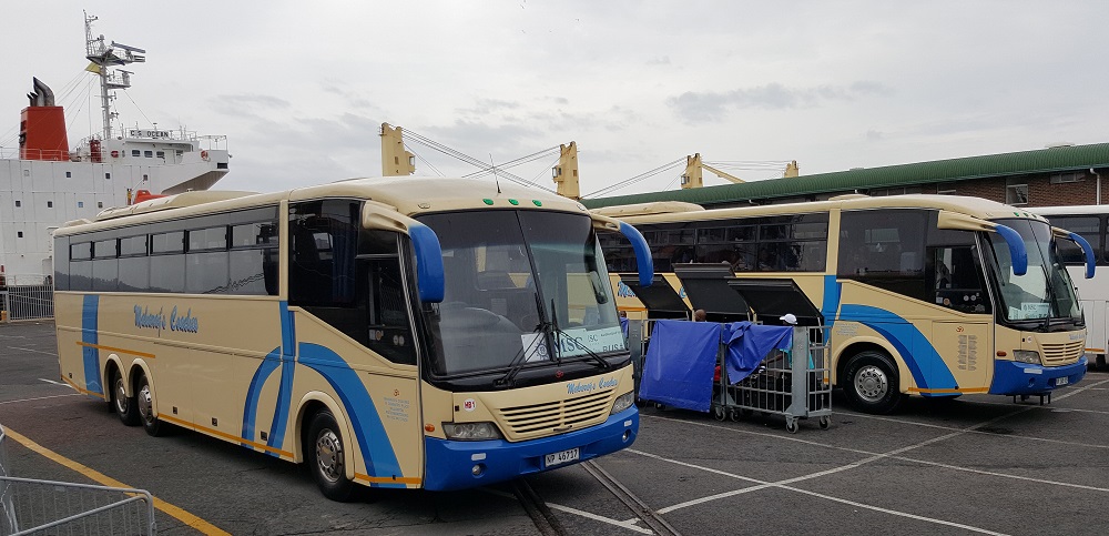 MSC Cruises shuttle buses at Durban harbour