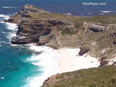 view of Diaz Beach from the historic Cape Point lighthouse